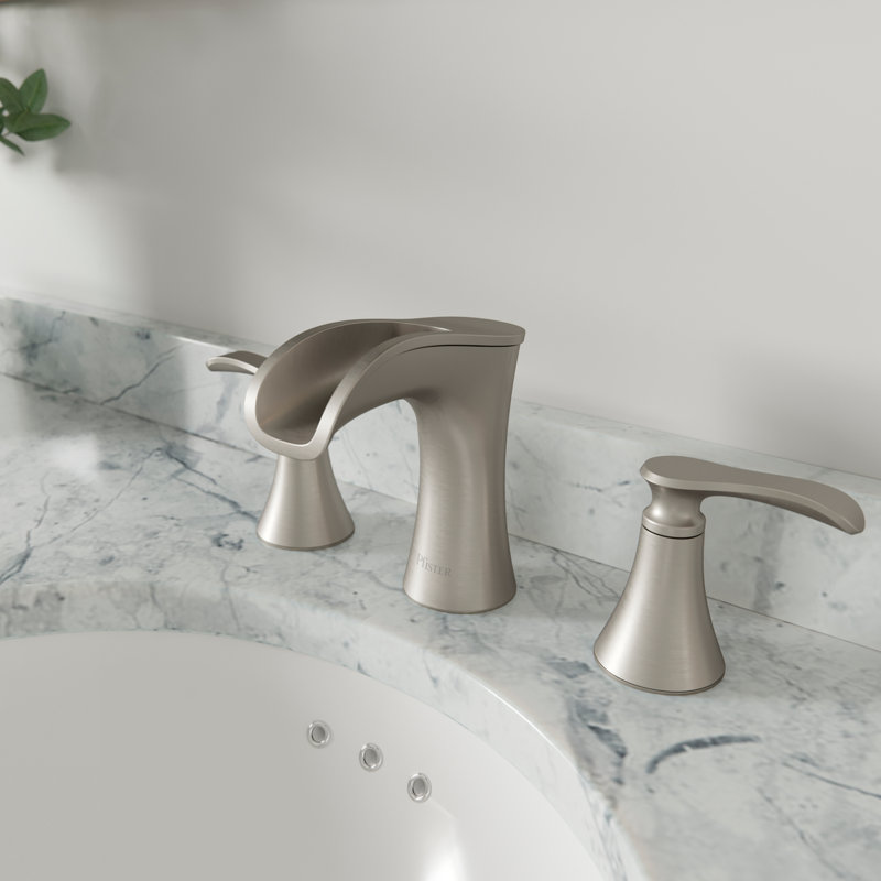 Jaida Widespread Bathroom Faucet with Drain Assembly, Spot Defense Brushed Nickel