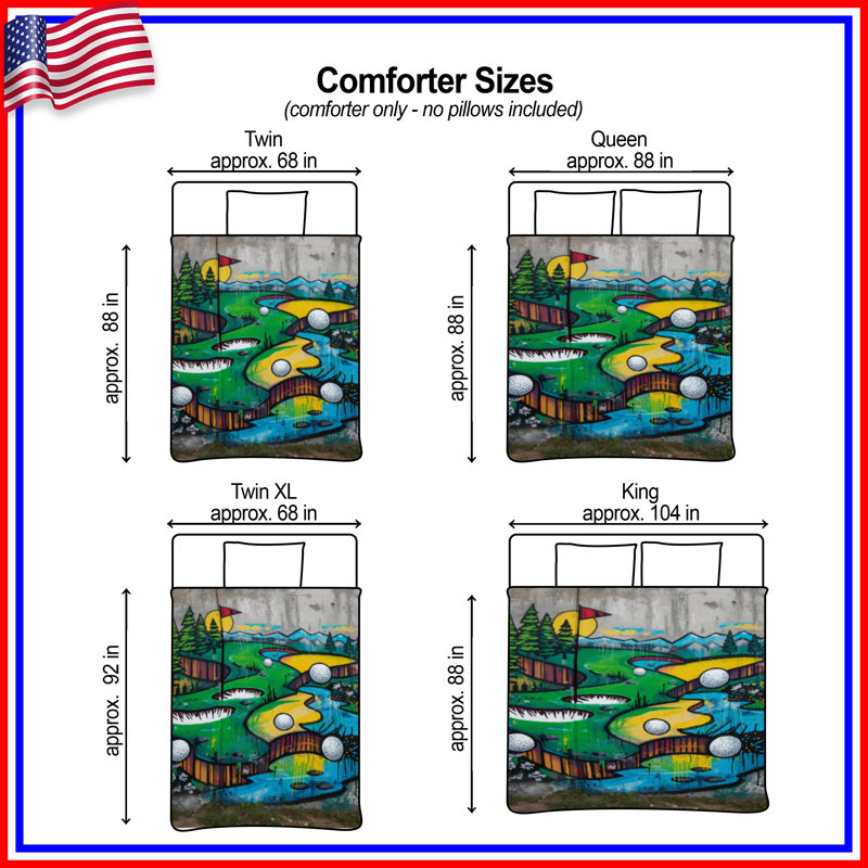 Golf Course Graffiti Comforter, Twin Extra Long