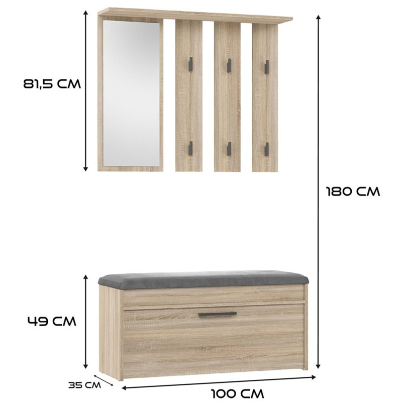 Hall Tree 100cm Wide, Cream