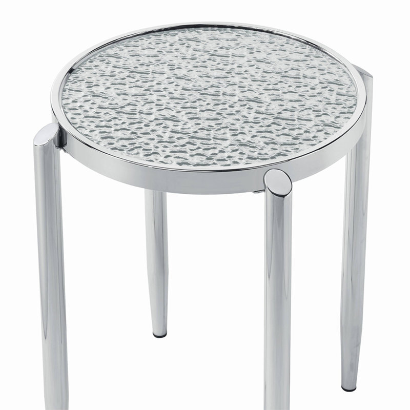 Table d'appoint ronde en chrome brillant avec pattes extérieures effilées