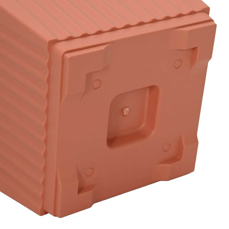  Square Flower Pot 6 Pcs Plastic, 22cm H x 28.5cm W x 28.5cm D, Brick Red