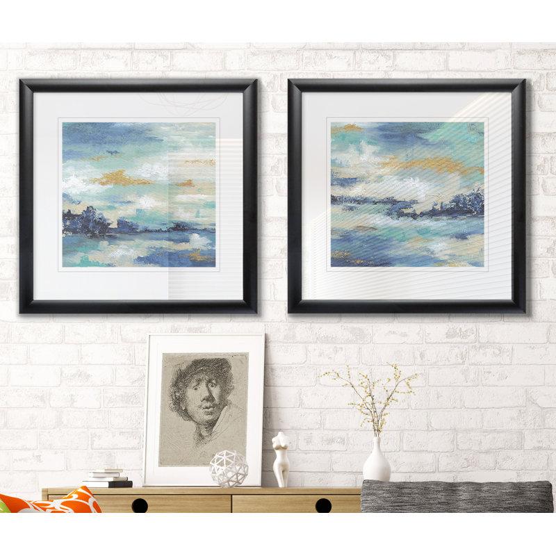 Sea Isle I - ensemble de 2 reproductions de cadres photo, Cadre noir