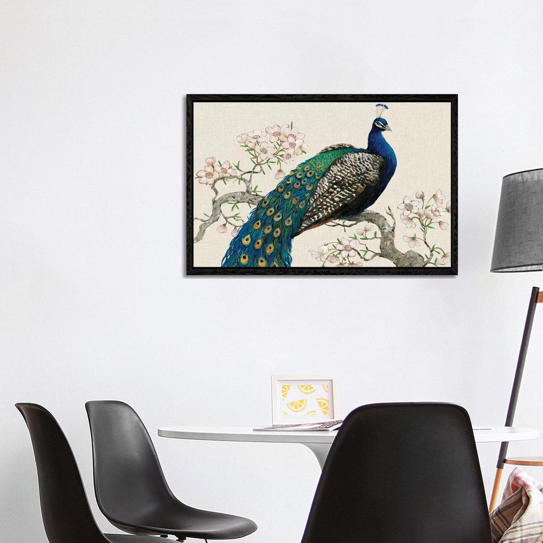 Peacock & Blossoms I von Tim OToole - Galerie-verpackte Leinwand Giclée auf Leinwand