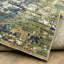 Tapis abstrait rayé bleu / vert Rayan Distresse-219585445