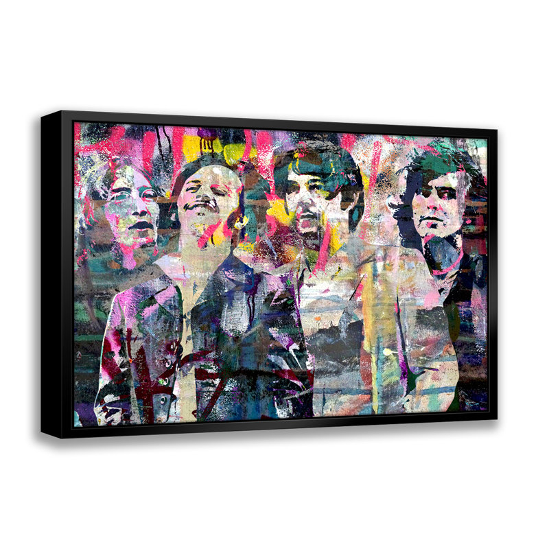 Fab Four Pop Art-Giclee on Canvas with Float Frame Horizontal, 18" H x 22" W