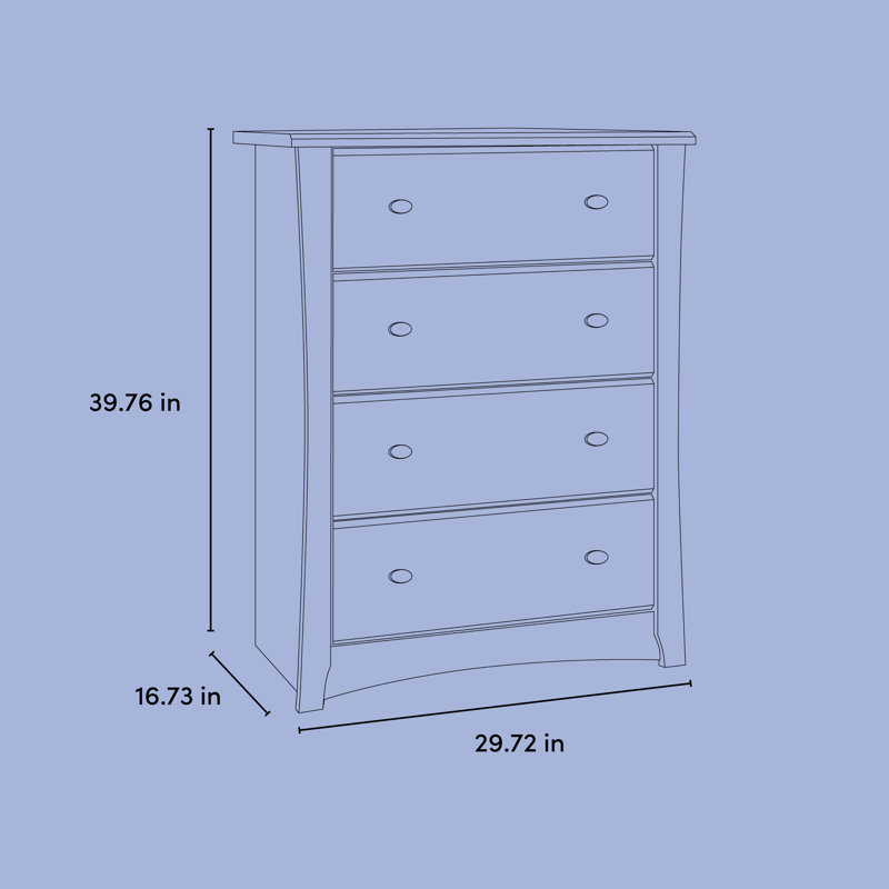Crescent 4 Drawer Chest, White