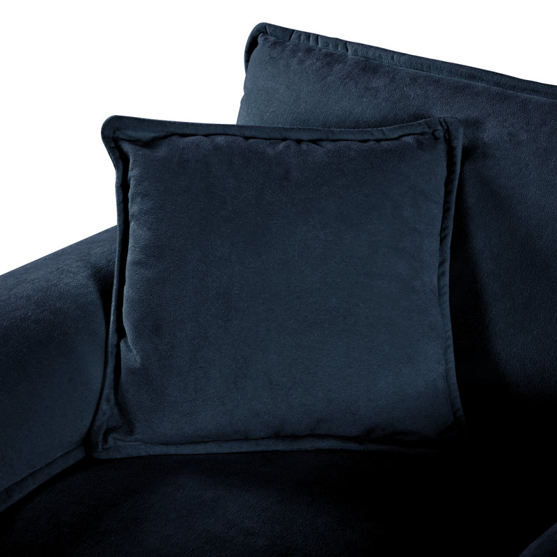 Nuage de chenille bleu 2 pièces, canapé contemporain pour espaces de vie, agencement personnalisable, froissé, siège mi-ferme, dossier rembourré, accoudoirs carrés, installation rapide
