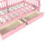 Pink Twin Xl Bed For With Guardrails, Storage Drawers, And A Sweet Headboard Platform Childlike Appearance, Strong Mattress Support