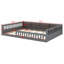 Lit plateforme tapissier avec garde-corps et coussin-434689282