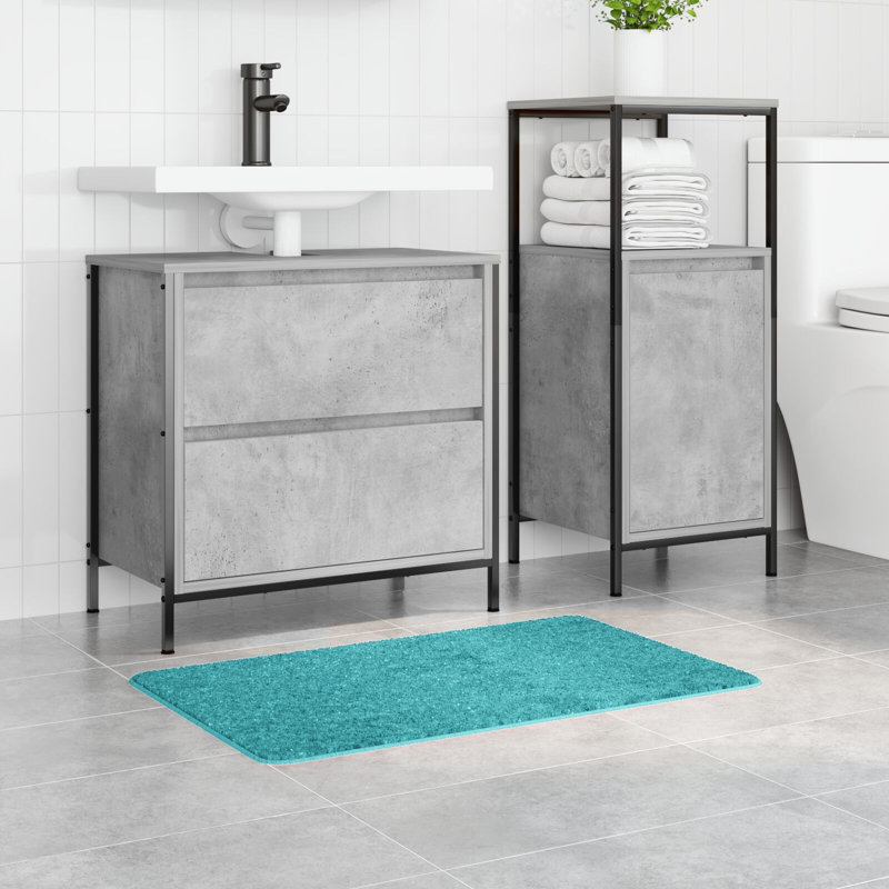 Cotton Non-Slip Bath Mats Rectangular, 50cm, 80cm, Turquiose