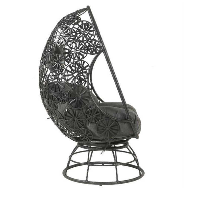 Hikre Patio Lounge Chair and Side Table with Cushions in Charcoal and Black