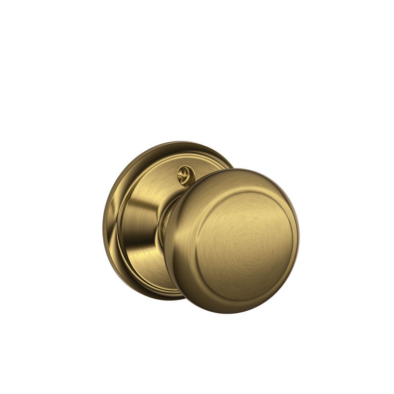 Andover Knob Non-Turning Lock, Antique Brass