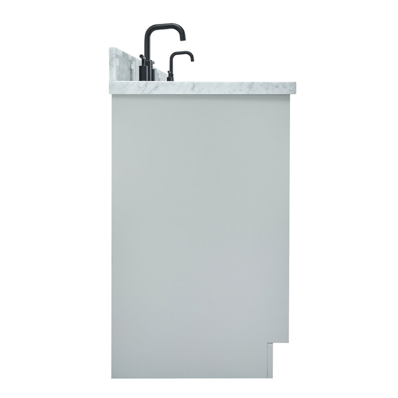 ARIEL Kelly 73 Double Sink Bathroom Vanity with Italian Carrara Marble Top, Gray