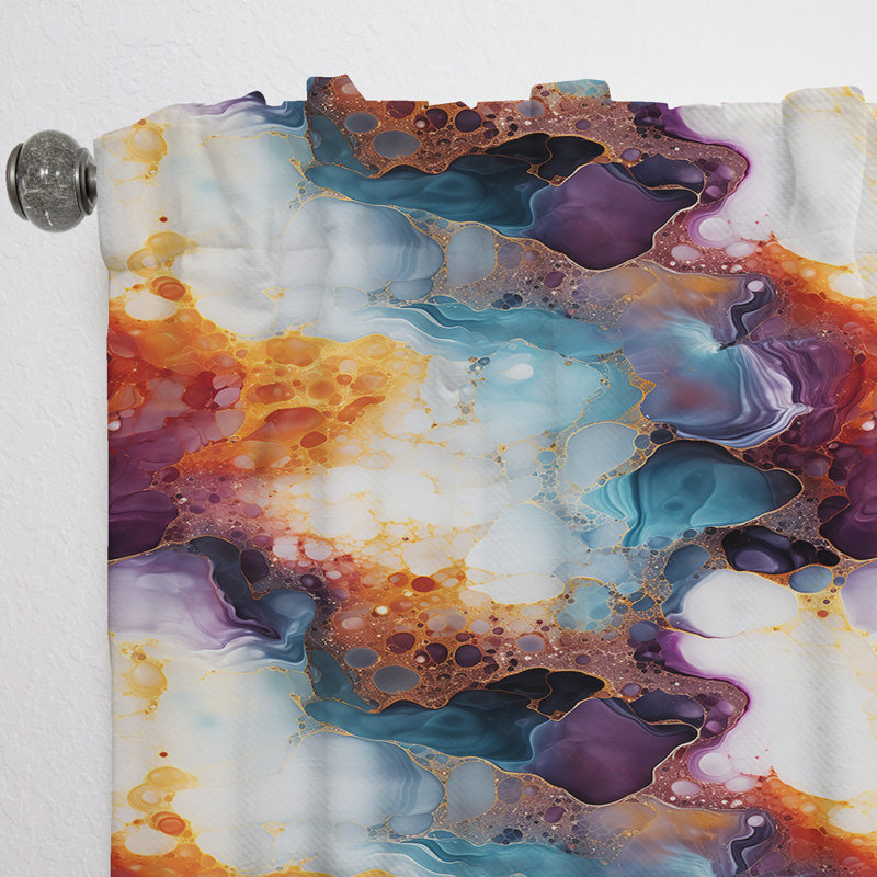 Orange Galactic Dreams Marble Dreams - Rideau obscurcissant en marbre abstrait - 1 panneaux, L 52 po x L 120 po