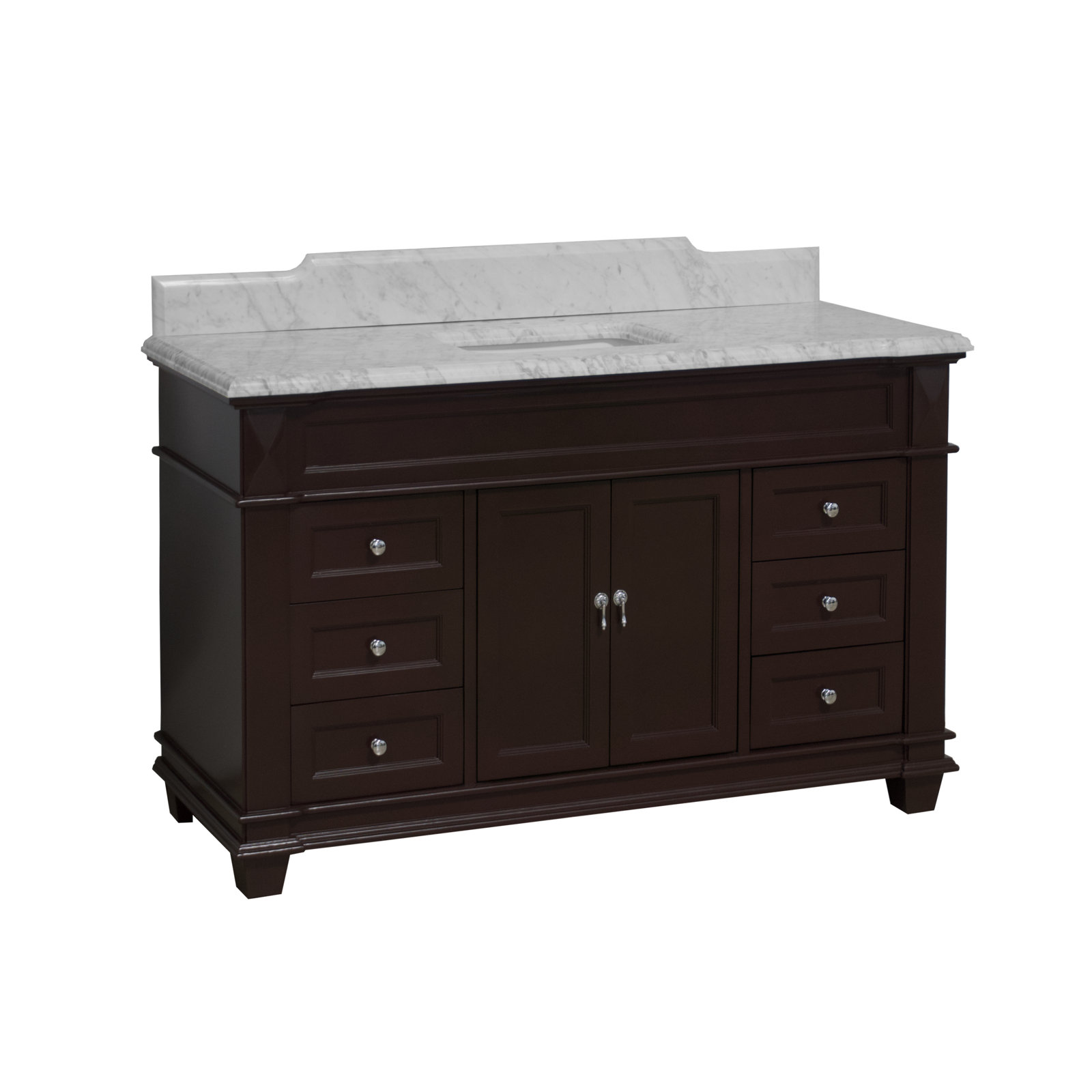 Ensa 60'' Single Bathroom Vanity, Chocolate, Carrara Marble