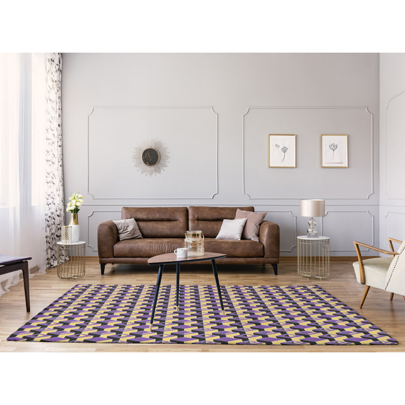 Tapis mauve/beige/noir foncé skyscrapers, Rectangle 8 pi x 10 pi