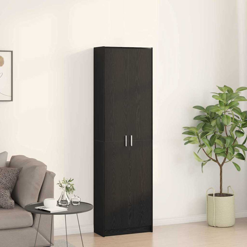 Wardrobe with Shelf with Storage with Door Engineered Wood Clothing, Black Oak