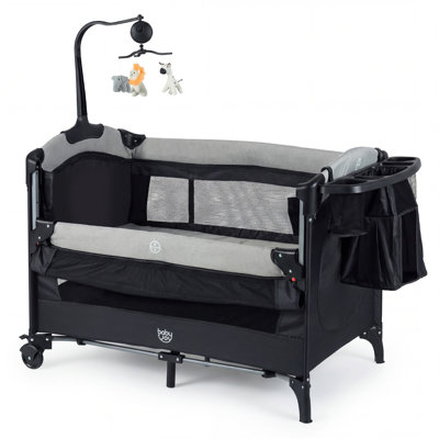 Lit de bébé rembourré portatif standard 5-en-1 avec matelas et rangement