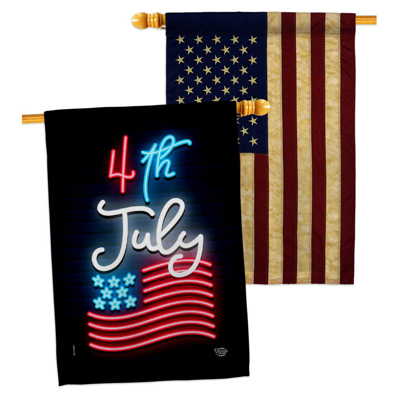 Drapeau de maison 28 po x 40 po en polyester 2 faces Lightful 4th