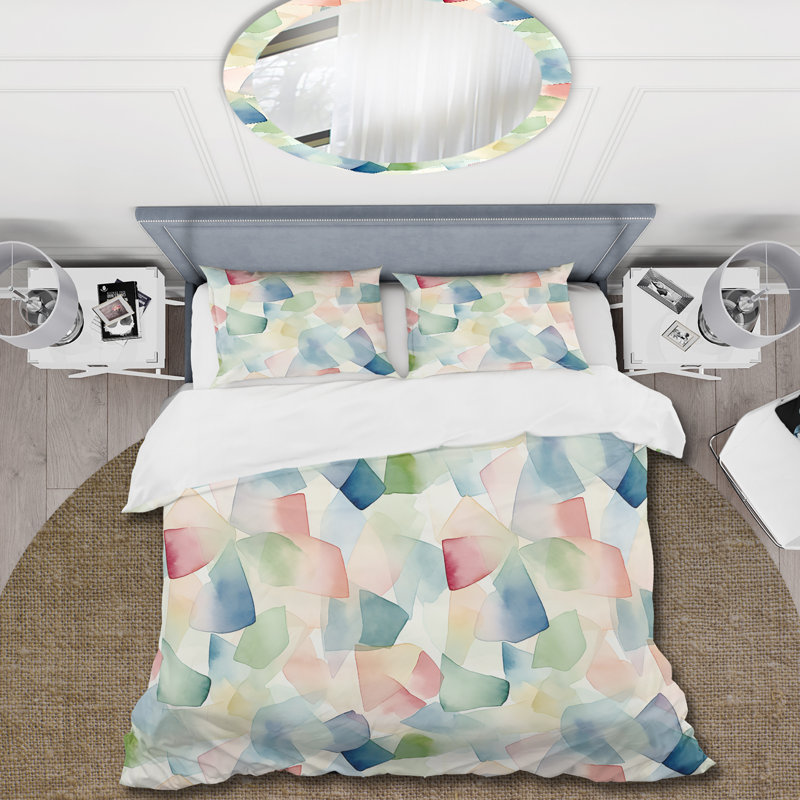 Serene Watercolor III - Ensemble de housse de couette patchwork - Microfibre de polyester