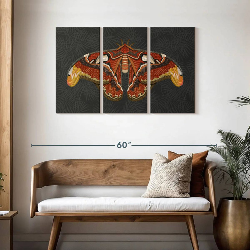 Brampt Atlas Moth Dark, 28" H x 45" W