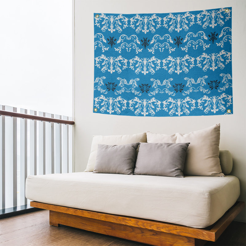 Tapisserie baroque en polyester Carolina Football, H 59 po x l 80 po, Bleu / blanc / noir