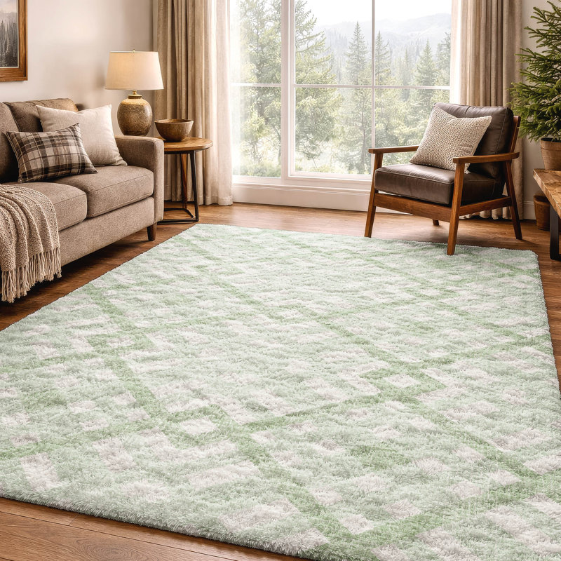 Tapis à poil long de qualité supérieure lavable à la machine ADS616, Mint, 3' x 5'