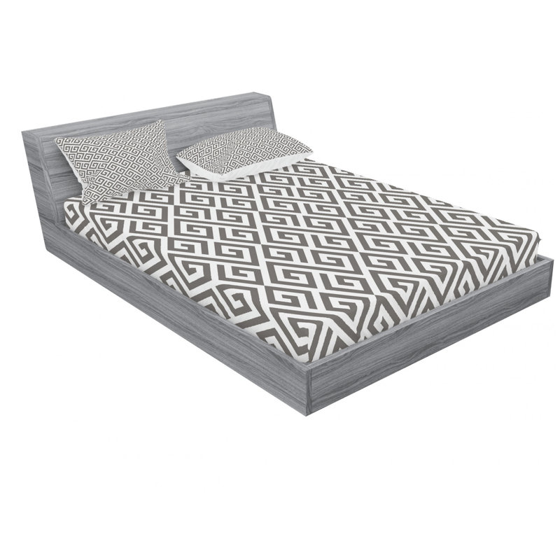 Ensemble de draps à géométrie détaillée avec labyrinthe, Ensemble de drap pour grand lit avec drap-housse