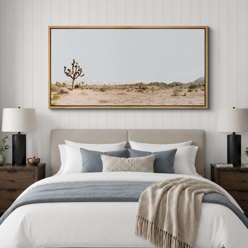 «Cactus Desert», Joshua Tree Retro, chambre à coucher, paysage, très grande impression sur toile encadrée, H 30 po x l 60 po