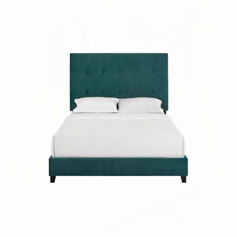 Lit plateforme tapissier touffeté, Vert