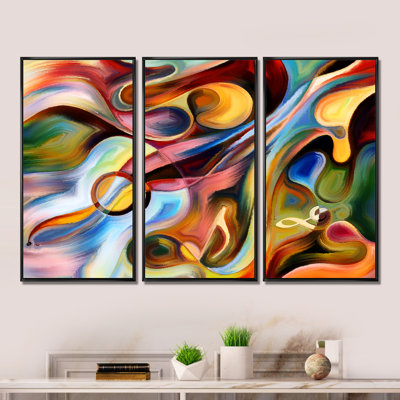 Music Beyond The Frames - Abstract Framed Canvas Wall Art Set Of 3