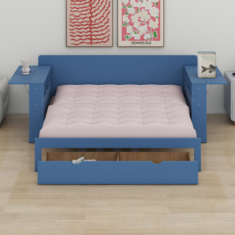 Lit de jour avec bureau amovible, Bleu