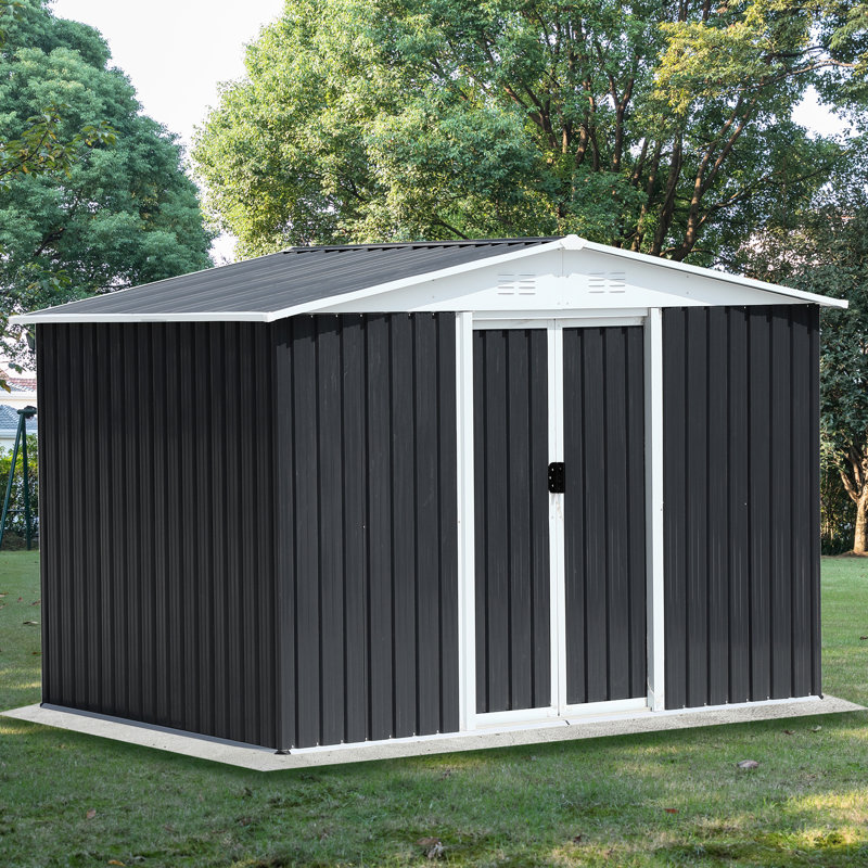 Metal Outdoor Shed 8X6 Feet With Rust Feature - Grey Garden Termite Resistance, Gray