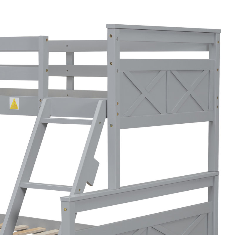 Gray Twin Over Full Bunk Bed With Stable Construction & Handy Storage Drawers Structure Options, Gray
