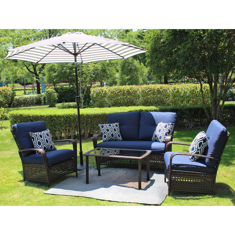 Tinoco 4 - Person Patio Conversation Set with Cushions