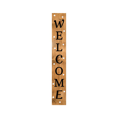 White Polka Dot Welcome  Porch leaner,  47" x 7.25"