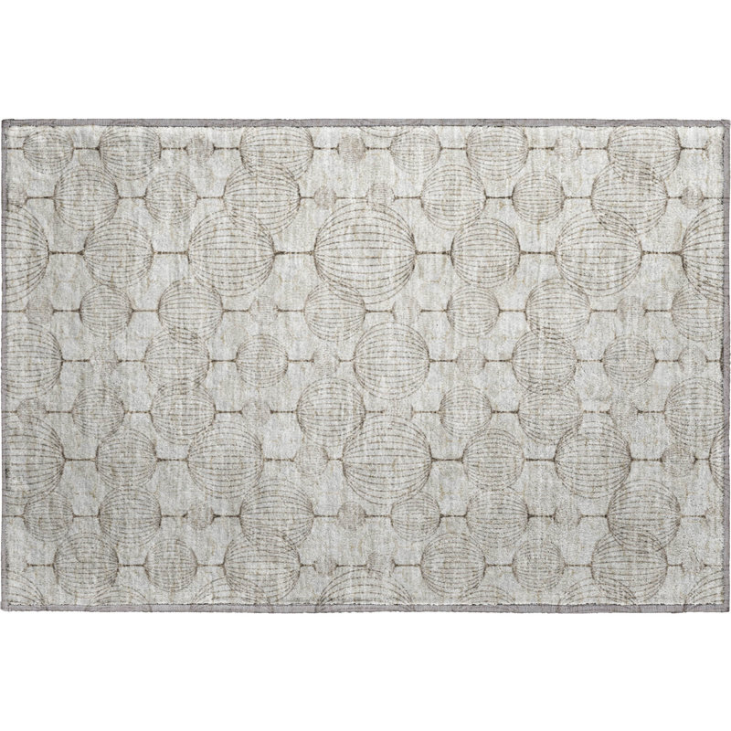 Premium Machine Washable Prisco Beige Rug, Rectangle 1'8" x 2'6"