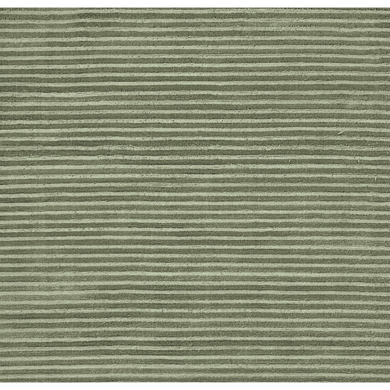 Tapis noué à la main de haute qualité, Rectangle 9 pi x 12 pi, Twill Green/Beige
