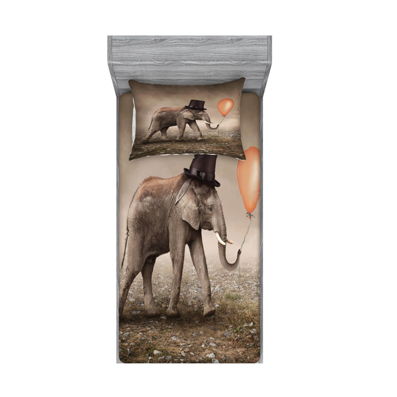 Elephant Microfiber Sheet Set, Twin XL Sheet Set + Fitted Sheet + 1 Pillowcase