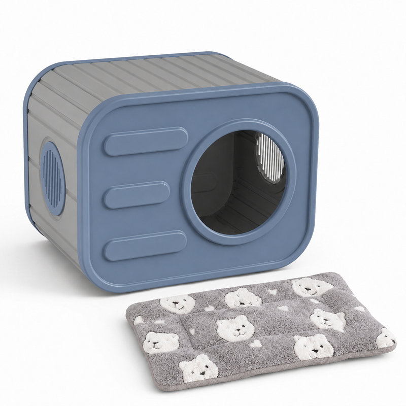 Maison d'extérieur et d'intérieur pour chat, Bleu/gris