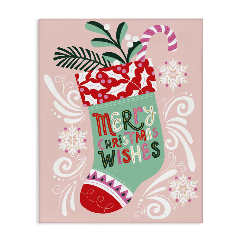 «Fun Whimsy Christmas Stocking», art mural par Muffin Grayson, H 30 po x l 24 po