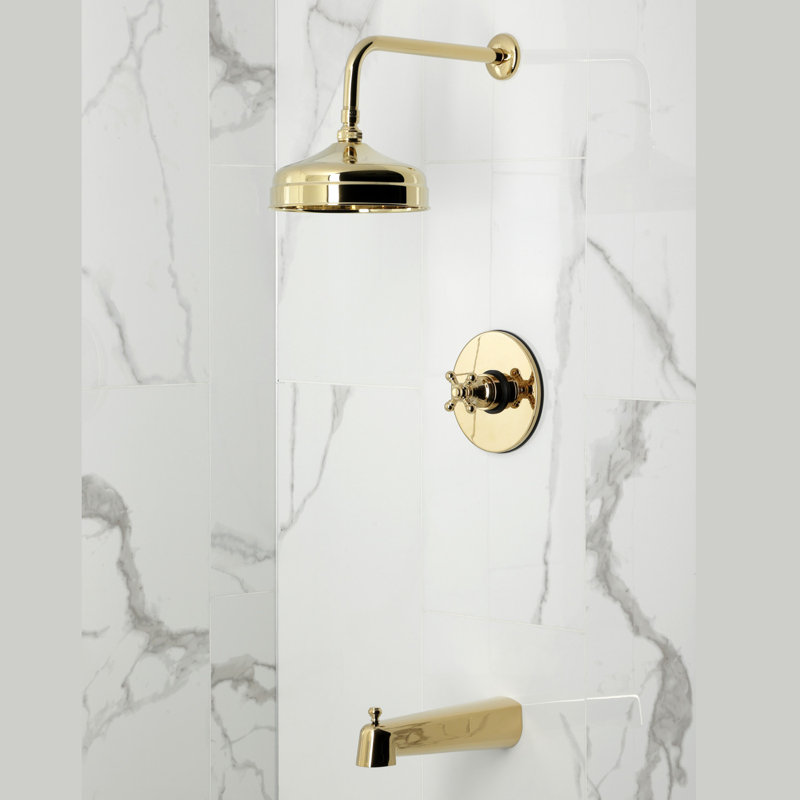 Kingston Brass Metropolitan Single-Handle Pressure Balanced Tub and Shower Faucet, Polished Brass