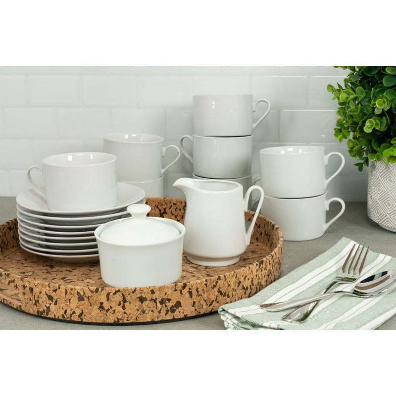 Elegant Porcelain White Dinnerware Set for 8 with Serving Platter