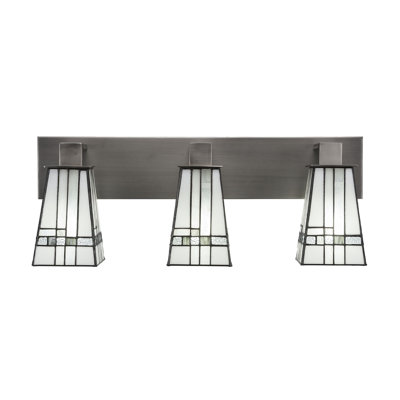 Purtee 3 Light Bath Bar Shown In Graphite Finish With 5" Square New Deco Art Glass