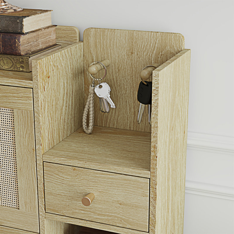 Armoire à chaussures de style bohémien, Bois naturel