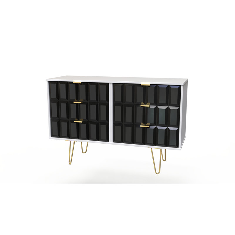 Fully Assembled Aliina 6 - Drawer Chest of Drawers, Deep Black