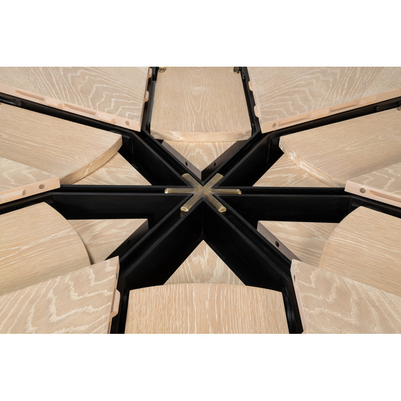 Tower Round Solid Oak Dining Table, Bleached Oak/Hammered