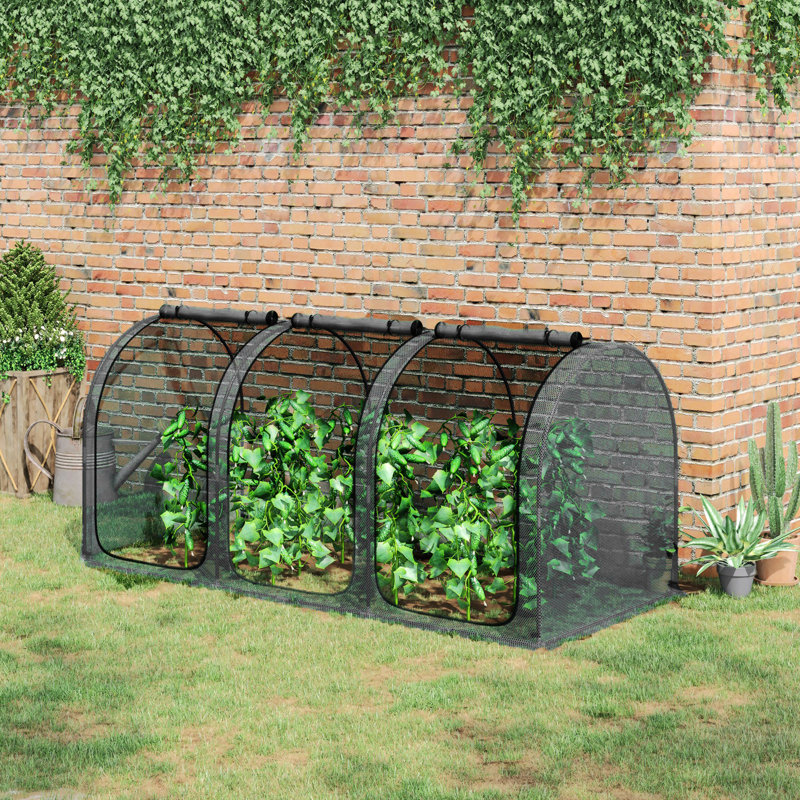 47.25' W x 47.25' D Mini Greenhouse, Black, 47.25" H x 106.25" W x 47.25" D