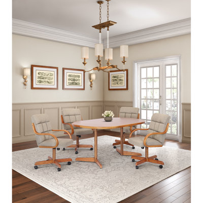 Aithley 5-Piece Extendable Double-Pedestal Caster Dining Set