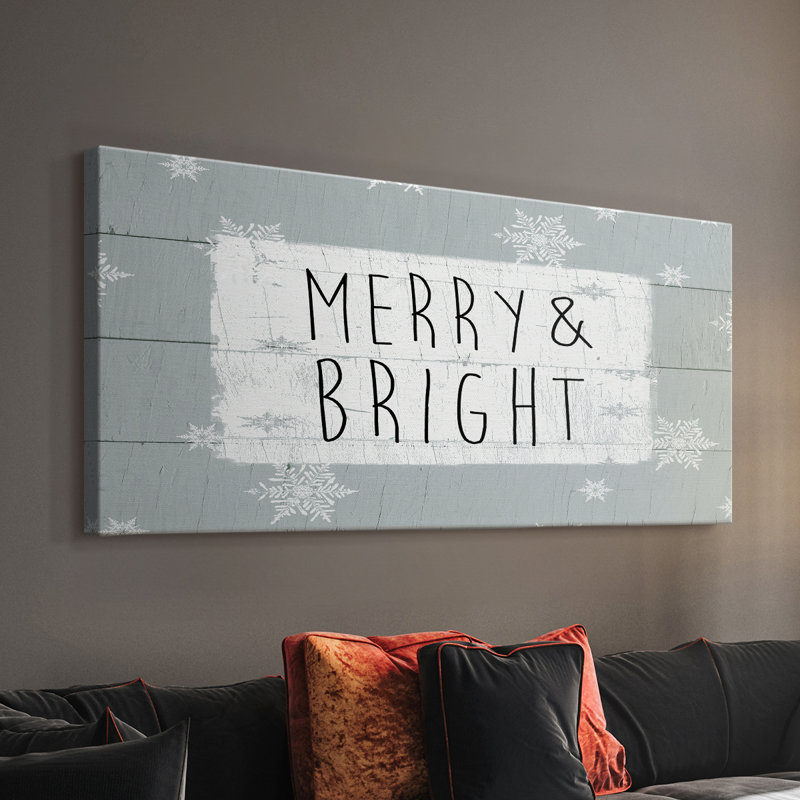 Merry and Bright Snowflakes - Toile tendue avec châssis - Prêt à accrocher, H 16 po x l 32 po